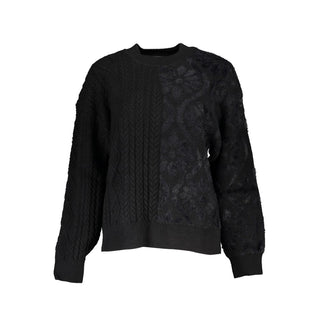 Schwarzer Damenpullover aus Baumwolle mit Rollkragen