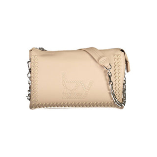 Beige Polyurethane Women Handbag