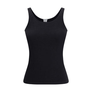 Black Cotton Sleeveles T-Shirt