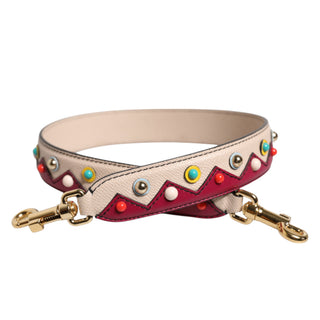 Beige Red Leather Handbag Accessory Shoulder Strap