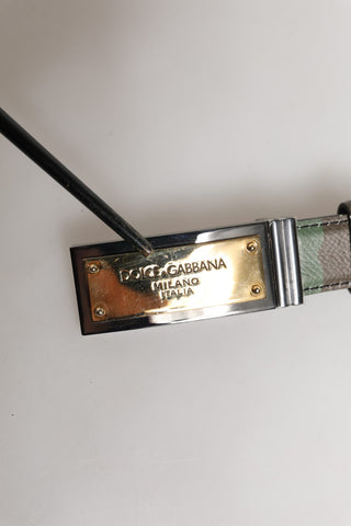 Mehrfarbiger Tarnmuster-Gürtel mit Metallschnalle und Logo