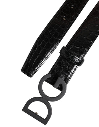 Gürtel aus schwarzem Leder mit klassischer DG-Metallschnalle