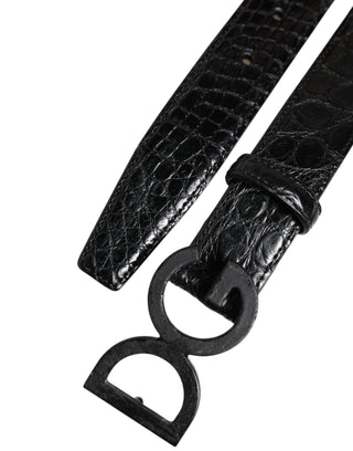 Gürtel aus schwarzem Leder mit klassischer DG-Metallschnalle