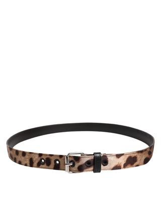 Brauner Leopardengürtel mit silberner Metallschnalle