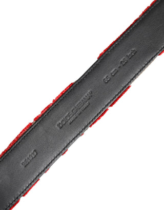 Roter Viskose-Gürtel mit silberner DG-Logo-Metallschnalle