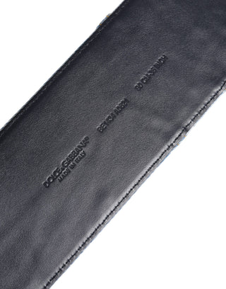 Zweifarbiger Gürtel aus blauem Denim mit goldfarbener Metallschnalle
