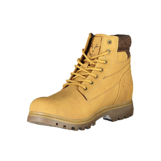 Gelbe Polyestermenschen Stiefelette