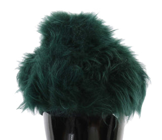 Sombrero Cloche de Piel de Piel de Cordero DG Verde con Bordado