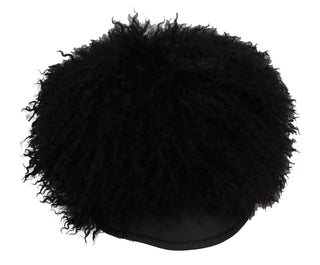 Sombrero Gatsby de Piel de Cordero Tibetano Negro