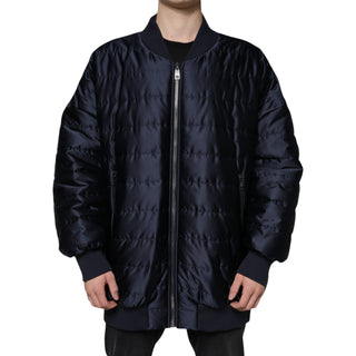 Chaqueta bomber acolchada azul oscuro con cremallera completa
