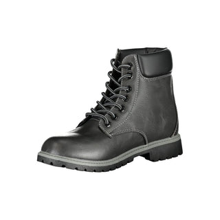 Black Polyurethane Women Ankle Boot