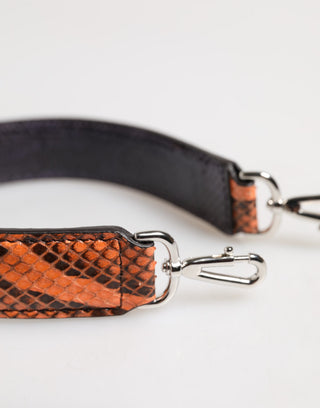 Correa para bolso de cuero exótico naranja para hombro