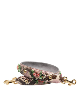 Correa para bolso para hombro adornada con cristales y estampado de pitón multicolor