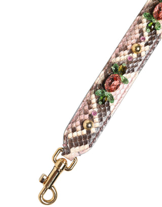 Correa para bolso para hombro adornada con cristales y estampado de pitón multicolor