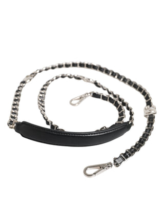 Black Leather DG Logo Chain Bag Shoulder Strap