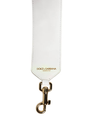 Correa para bolso para hombro de piel de becerro blanca con bordado de rafia en patchwork