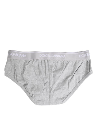 Ropa interior tipo slip regular de algodón elástico gris  