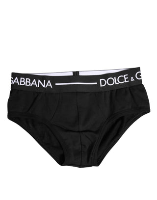 Ropa interior tipo slip regular de algodón elástico negro
