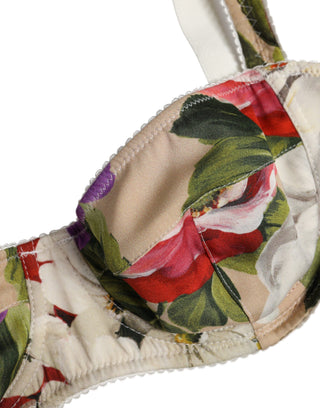 Beige Floral Balconcino Underwired Bra Underwear