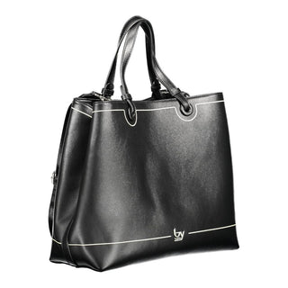 Black Polyurethane Women Handbag