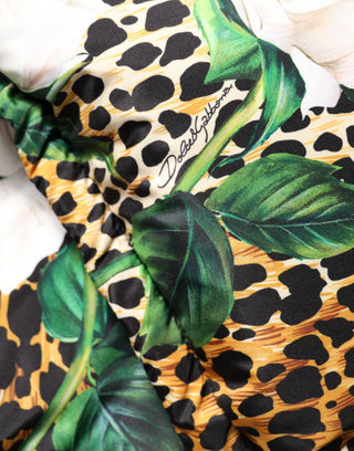 Chaqueta acolchada multicolor con estampado de leopardo y rosas