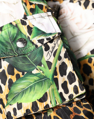Mehrfarbige Leopard Rosen Puffer Steppjacke