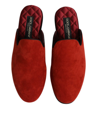 Zapatillas planas de ante naranja tipo sandalia