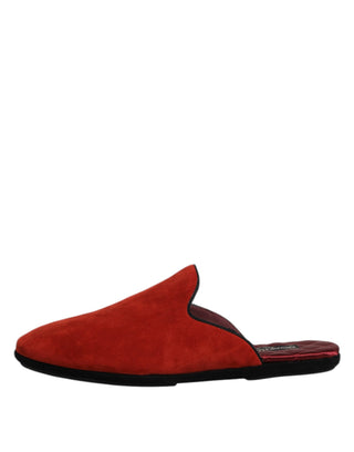 Zapatillas planas de ante naranja tipo sandalia