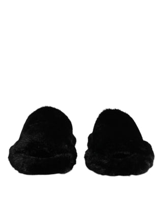 Schwarze Polyester-Samt-Pantoletten