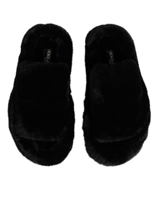 Schwarze Polyester-Samt-Pantoletten