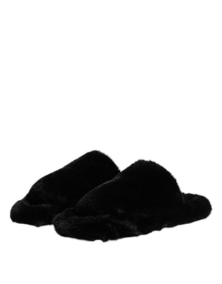 Schwarze Polyester-Samt-Pantoletten