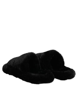 Schwarze Polyester-Samt-Pantoletten