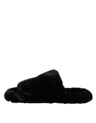 Schwarze Polyester-Samt-Pantoletten