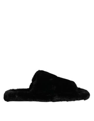Schwarze Polyester-Samt-Pantoletten
