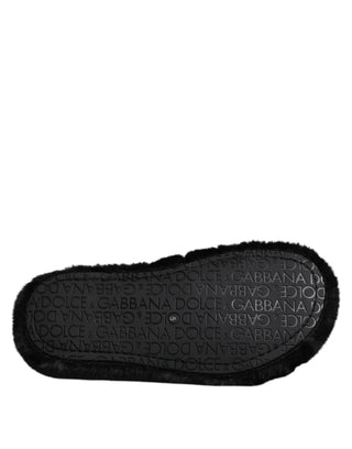 Schwarze Polyester-Samt-Pantoletten