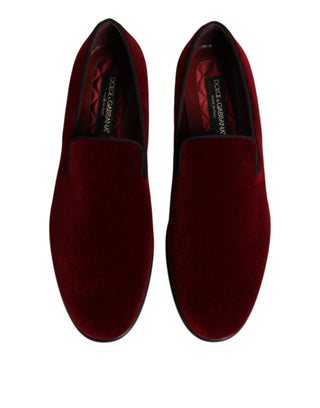 Mocasines formales de terciopelo rojo de algodón sin cordones