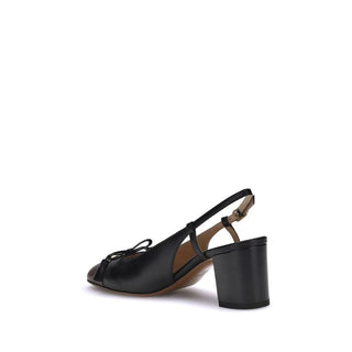 Black Goatskin Mid Heel Pumps