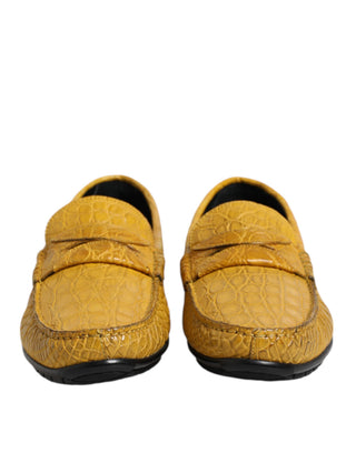 Mocasines amarillos de piel exótica sin cordones