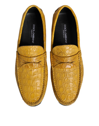 Mocasines amarillos de piel exótica sin cordones