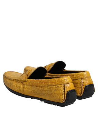 Mocasines amarillos de piel exótica sin cordones