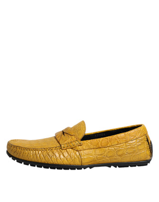 Mocasines amarillos de piel exótica sin cordones
