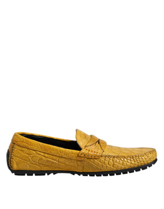 Mocasines amarillos de piel exótica sin cordones