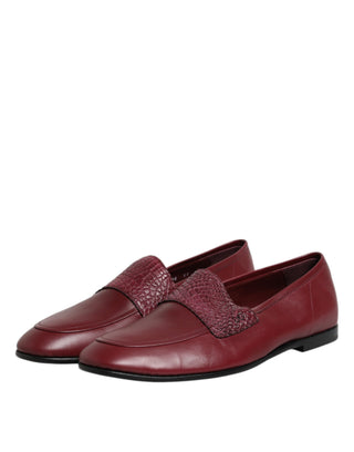 Burgundy Calfskin Leather Formal Slip On Shoes