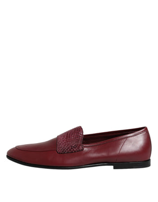 Burgundy Calfskin Leather Formal Slip On Shoes