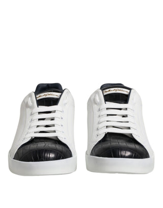 Zapatillas Portofino de cuero blanco y negro