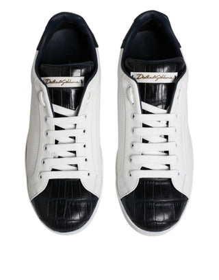 Zapatillas Portofino de cuero blanco y negro