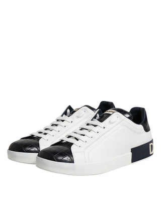 Zapatillas Portofino de cuero blanco y negro