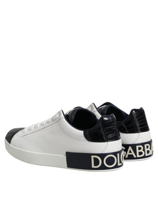 Zapatillas Portofino de cuero blanco y negro