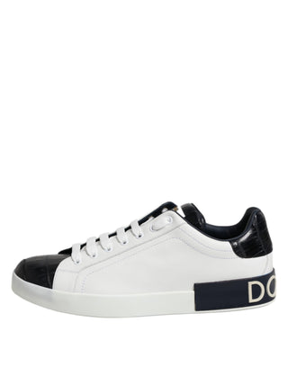 Zapatillas Portofino de cuero blanco y negro