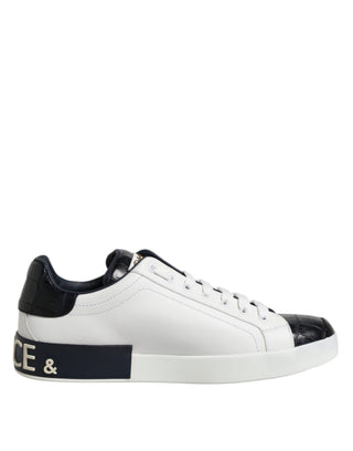 Zapatillas Portofino de cuero blanco y negro